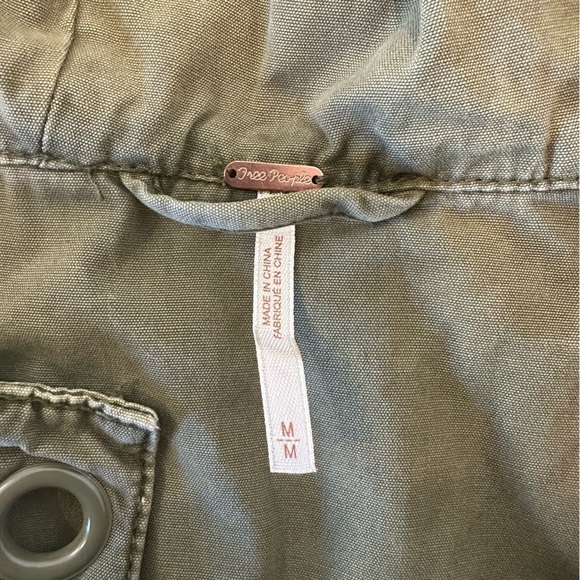 Free People Army Green Safari Lace-Up Hooded Plunge Pullover - Picture 6 of 11